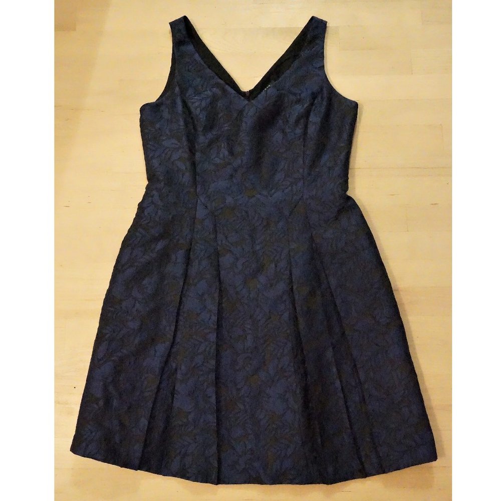 Lauren Ralph Lauren damask blue black dress sz 12
